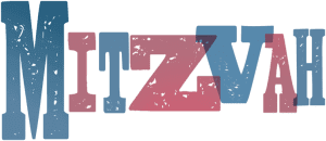 lie-mitzvah The word "Mitzvah" is displayed in large, distressed blue and red lettering on a transparent background.