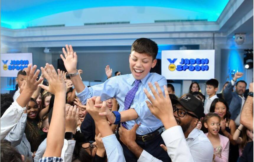 A happy boy celebrating his Bar Mitzvah.